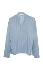 Rosetta Getty Cotton-blend Striped V-neck Top