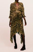 Adriana Degreas Pleated Leopard Midi Dress