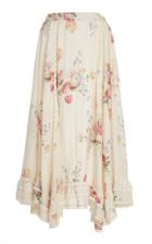 Loveshackfancy Navya Floral-print Silk Skirt