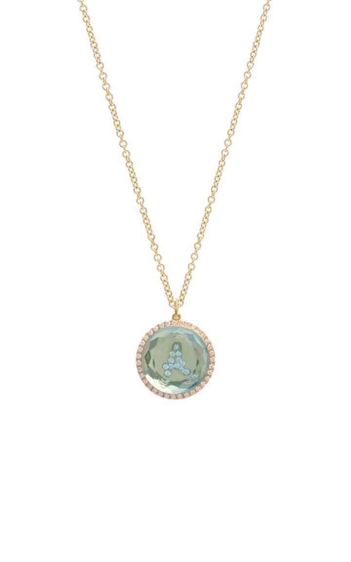 Moda Operandi Noush Blue Topaz Hidden Treasure Roman Initial Necklace