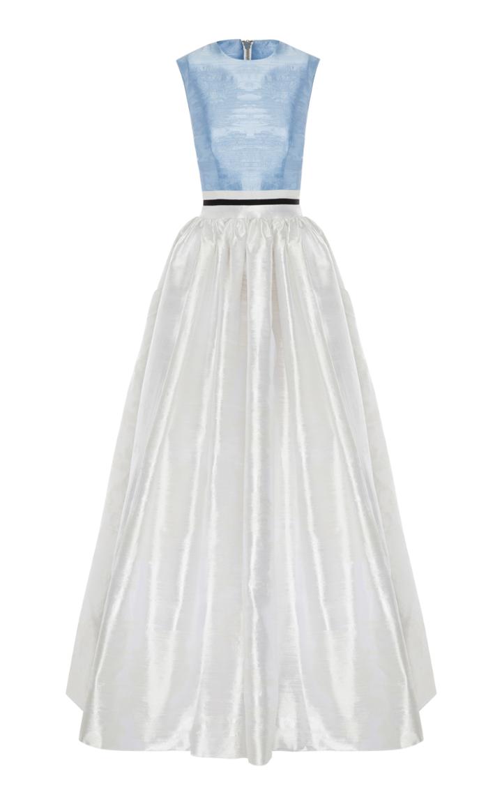 Alex Perry Emma Silk Floral Crew Gathered Gown