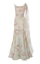 Luisa Beccaria Floral Cascading Fitted Gown