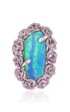 Wendy Yue 18k White Gold, Opal, And Pink Sapphire Ring