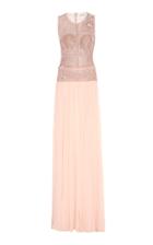 Pamella Roland Chiffon Crystal Embroidered Gown