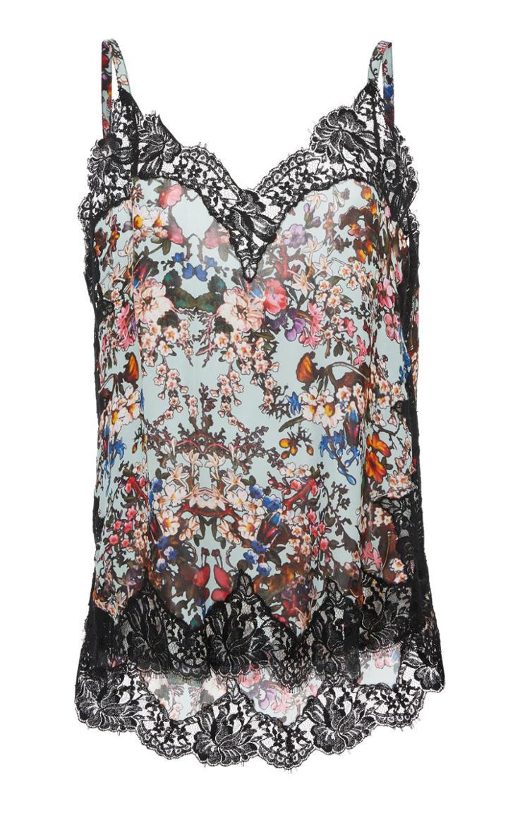 Elie Saab Lace Trim Silk Printed Top