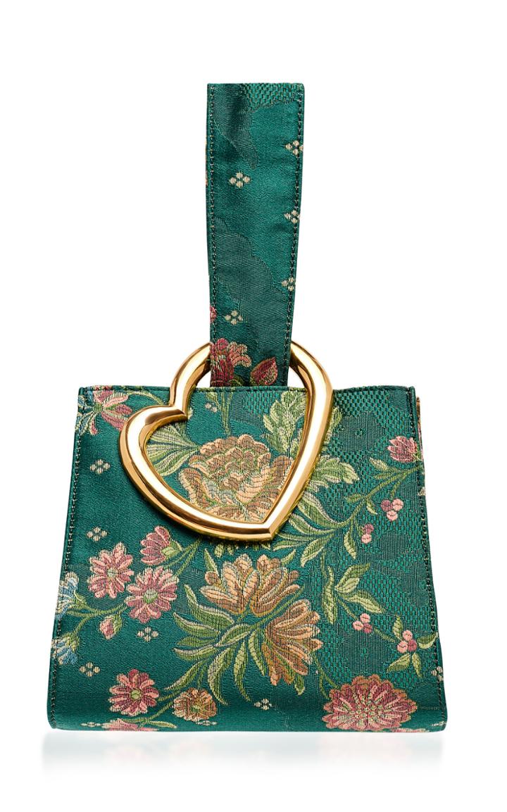 Edie Parker Heart Wristlet In Brocade
