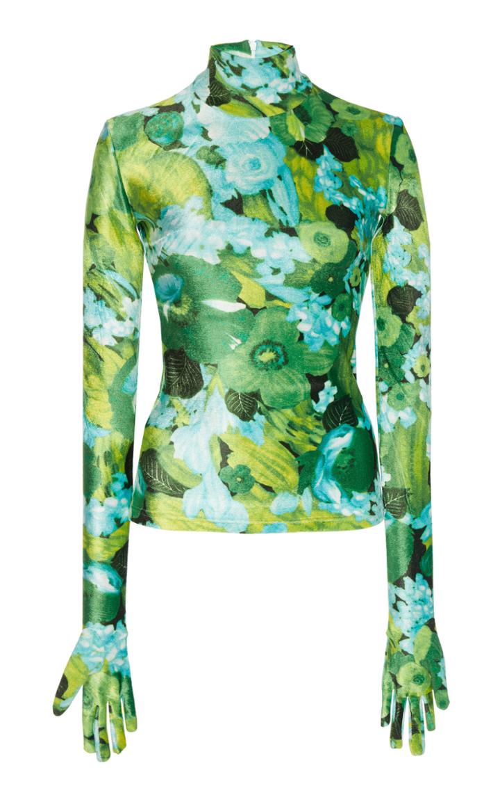 Richard Quinn Bright Floral Roll Neck Top