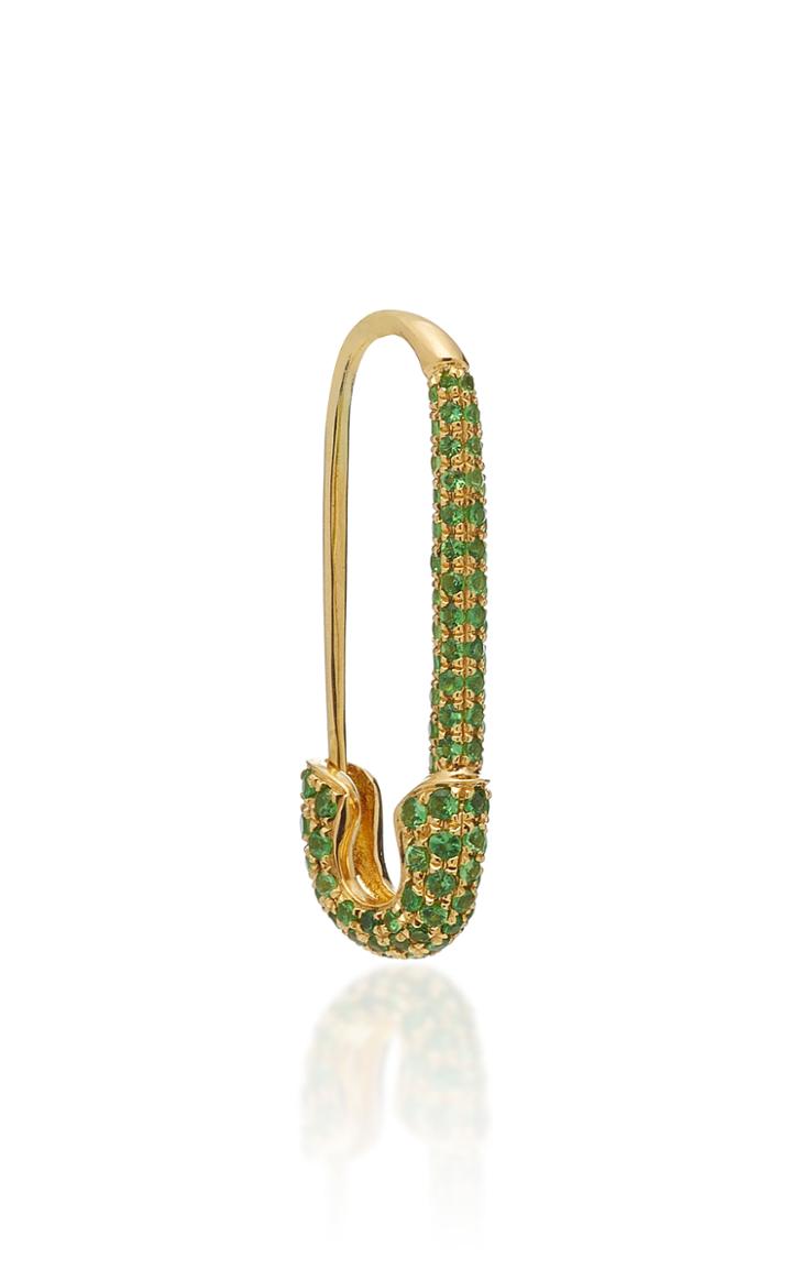Moda Operandi Anita Ko Safety Pin Earring With Green Tsavorite