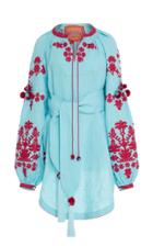 Yuliya Magdych Pon-pon Embroidered Mini Dress
