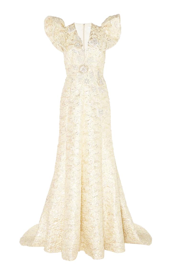 Andrew Gn Winged Sleeve Gown