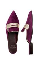 Bougeotte Lily Rose Suede And Gold Leather Mule