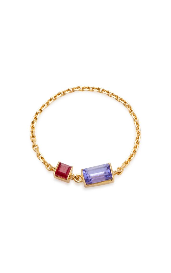 Yi Collection 18k Gold Tanzanite And Ruby Chain Ring