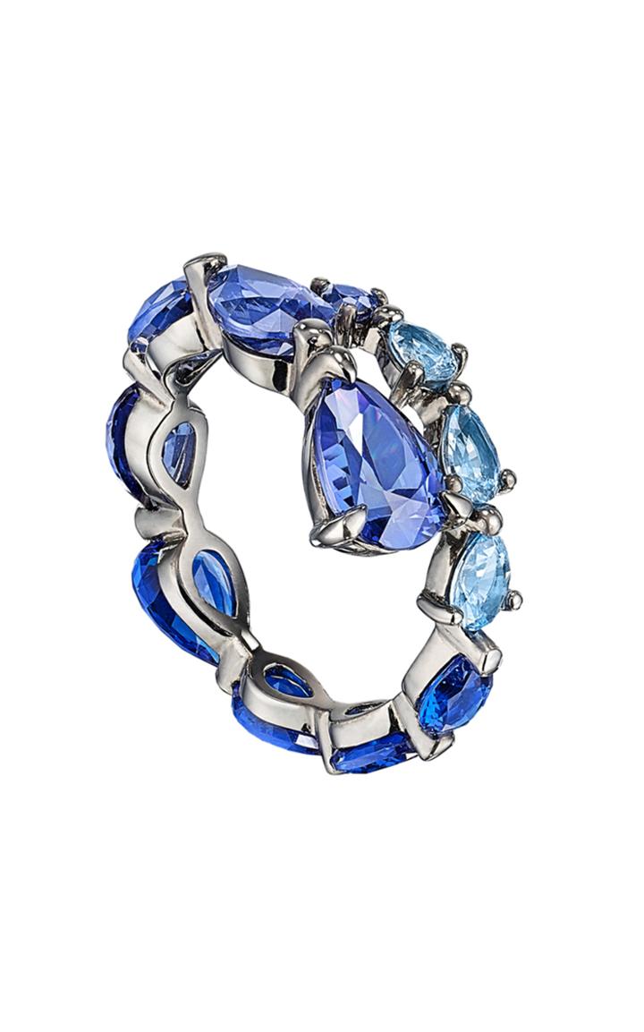 Moda Operandi Anabela Chan 18k Blackened Gold & Rhodium Aqua Coil Ring
