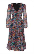 Saloni Devon Ruffled Floral-print Silk Midi Dress