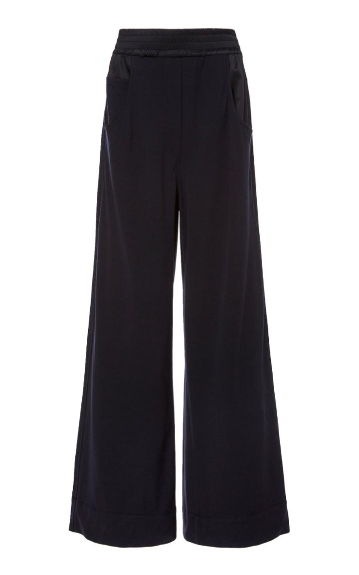 Brunello Cucinelli Satin-paneled Wool-blend Wide-leg Pants