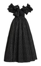 Moda Operandi Carolina Herrera Bow Detail Dot Print Silk Taffeta Gown