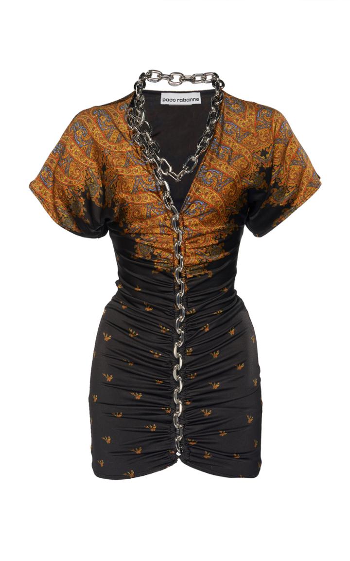 Paco Rabanne Chain Satin Mini Dress