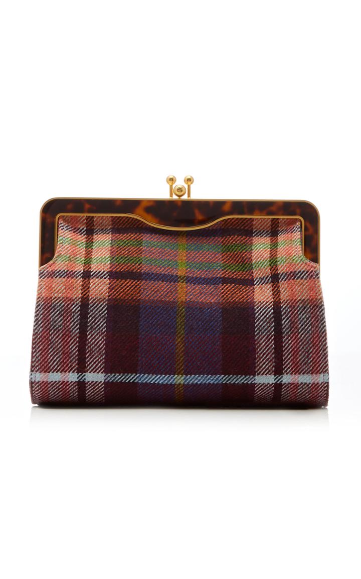 Edie Parker Slim Aliza Plaid Tweed Clutch