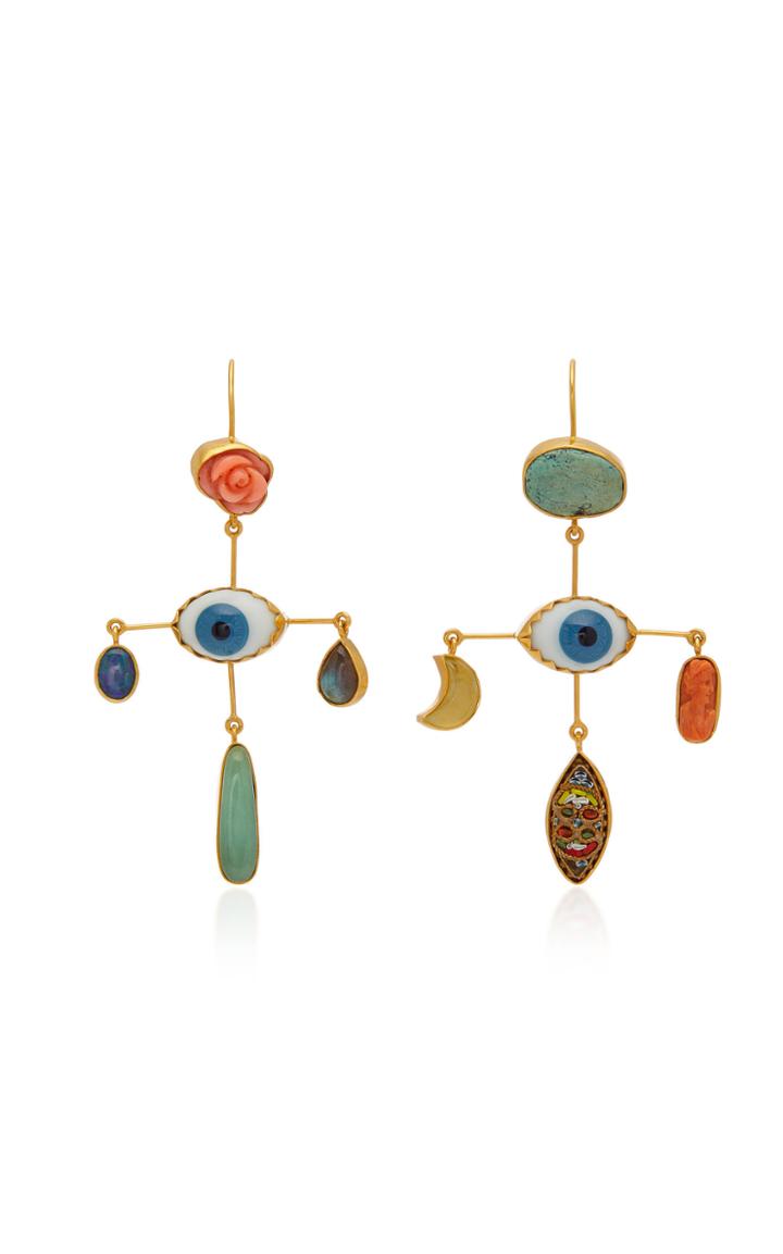 Grainne Morton Eye Cross Gold-tone Drop Earrings
