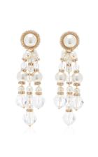 Alessandra Rich Gold-tone, Faux Pearl And Crystal Clip Earrings