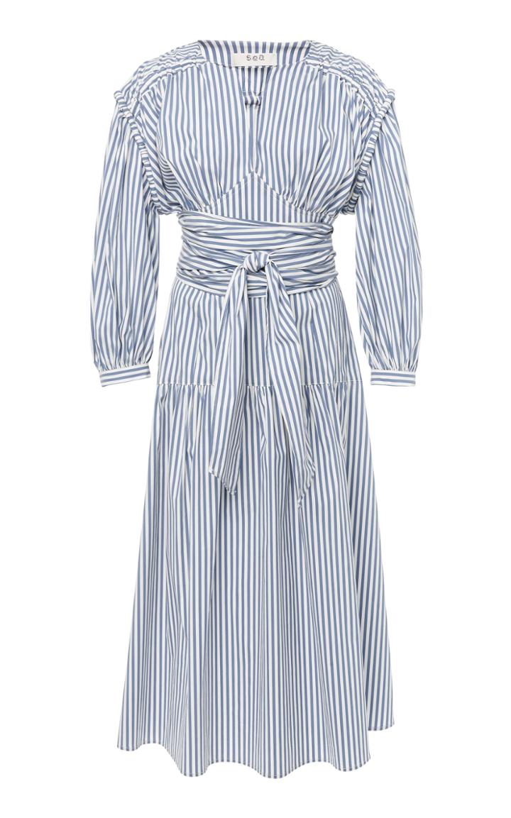 Sea Riviera Long-sleeved Relaxed Dress