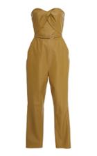 Zeynep Aray Strapless Leather Jumpsuit