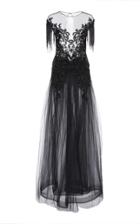 Pamella Roland Embroidered Pleated Tulle Gown