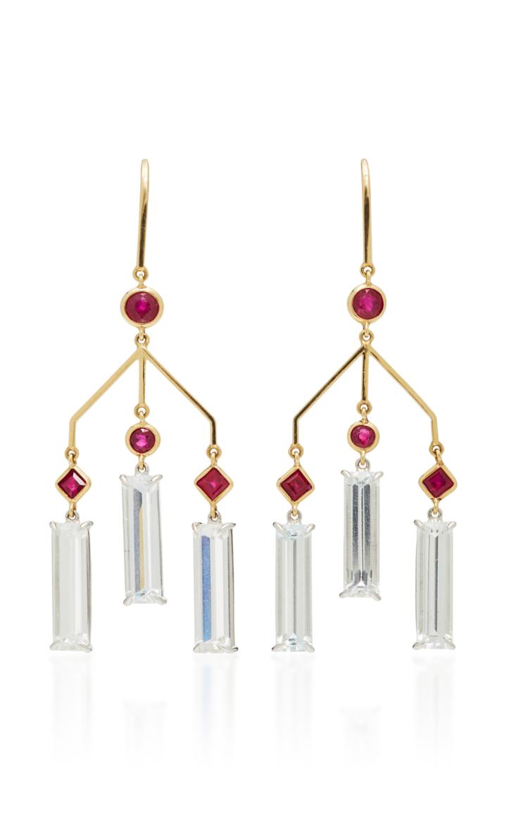 Yi Collection 18k Gold Ruby And Topaz Earrings