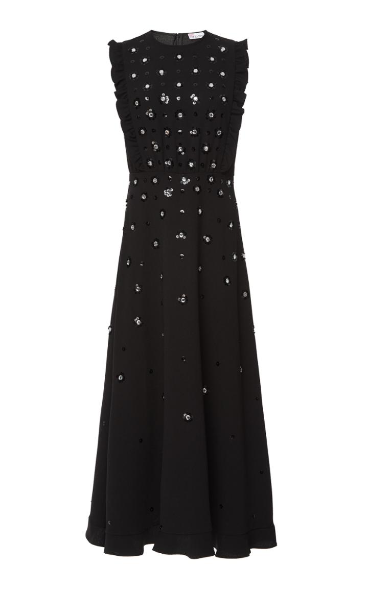 Red Valentino Sequins Flower Embroidery Dress