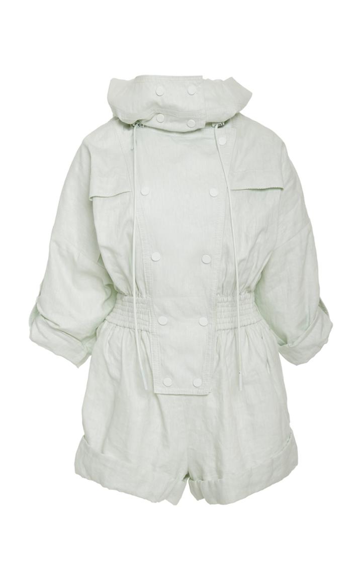 Zimmermann Glassy Hooded Linen Playsuit