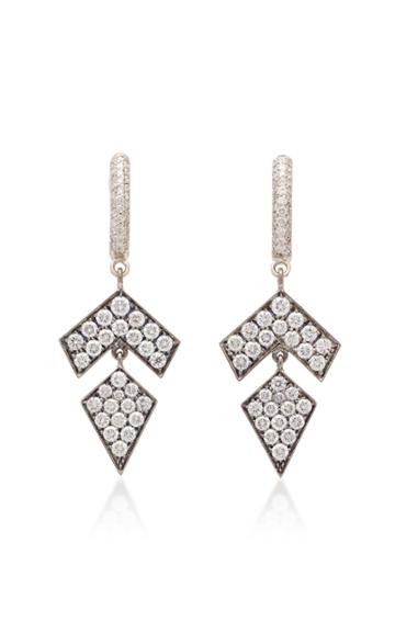 Busatti Arrow 18k White Gold And Diamond Earrings
