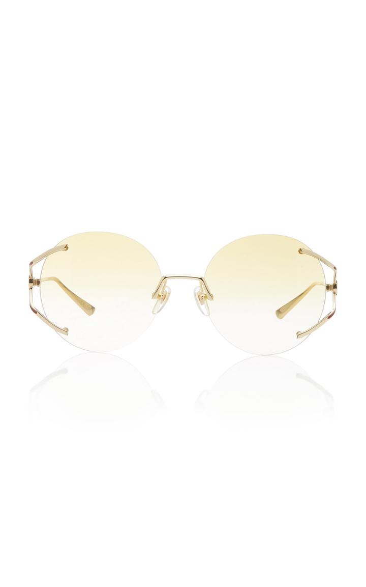 Gucci Rimless Round-frame Metal Sunglasses