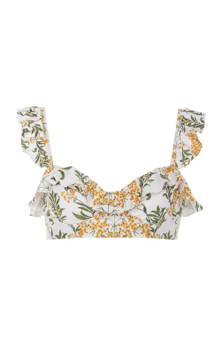Agua By Agua Bendita Margot Ruffled Floral Bikini Top