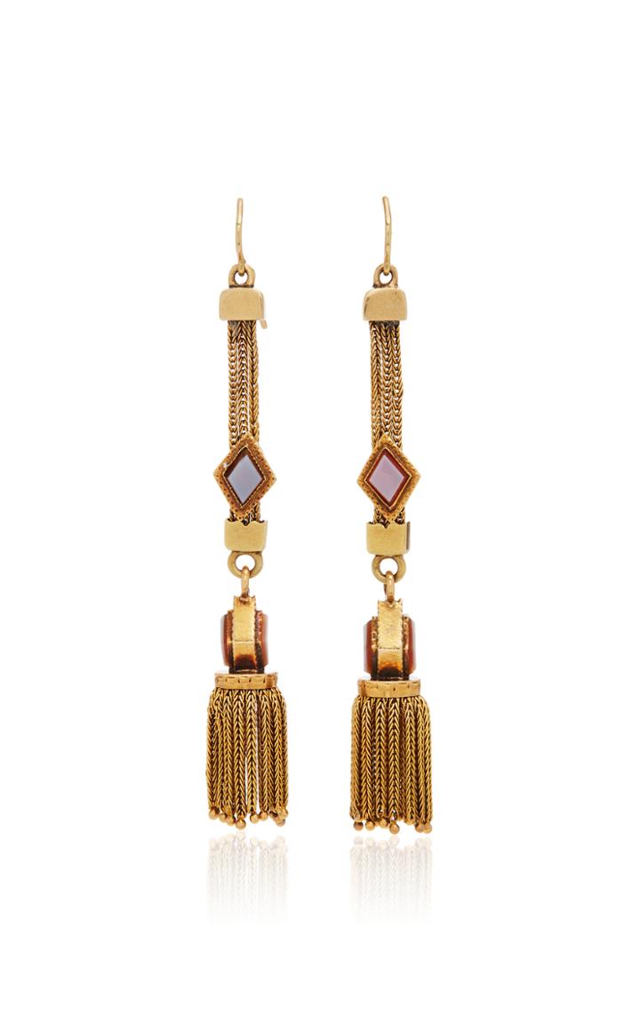 Moda Operandi Stephanie Windsor 15k Yellow Gold Victorian Fringe Earrings With Natur