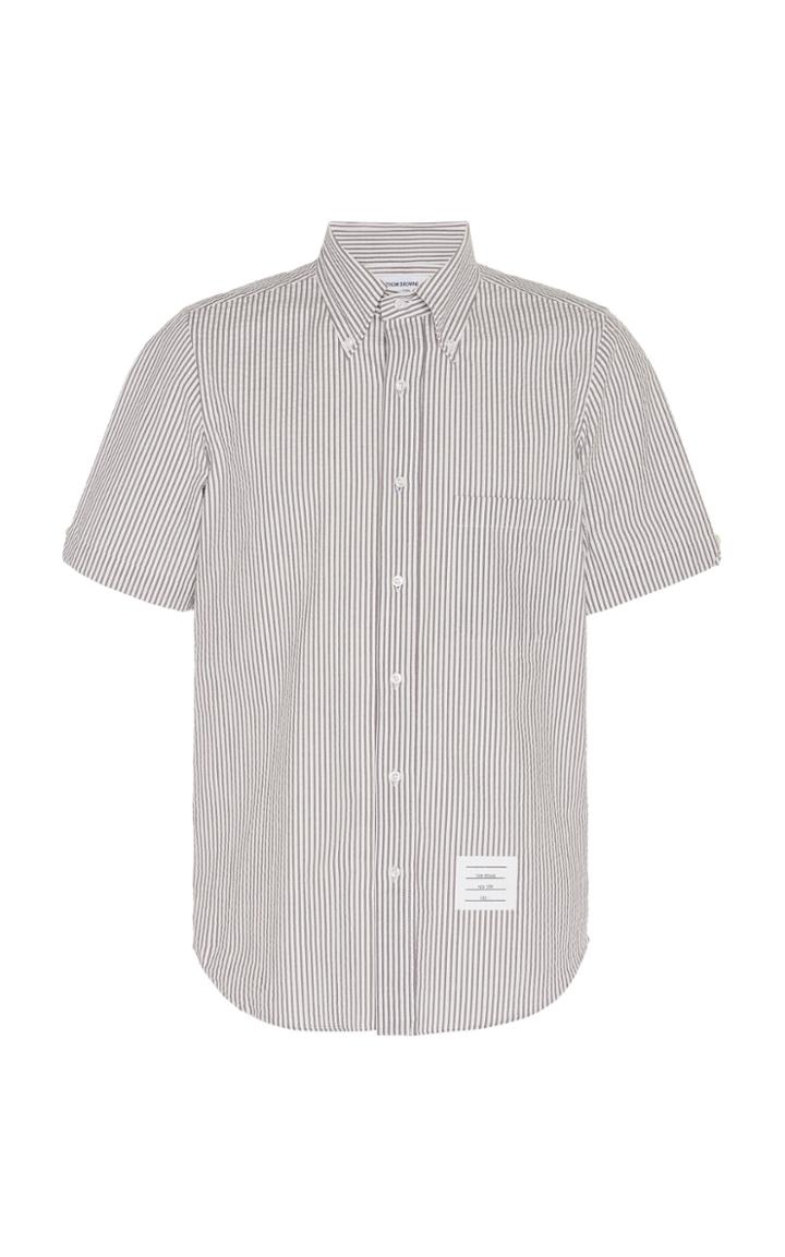 Thom Browne Straight Fit Button Down Short Sleeve Shirt