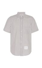 Thom Browne Straight Fit Button Down Short Sleeve Shirt