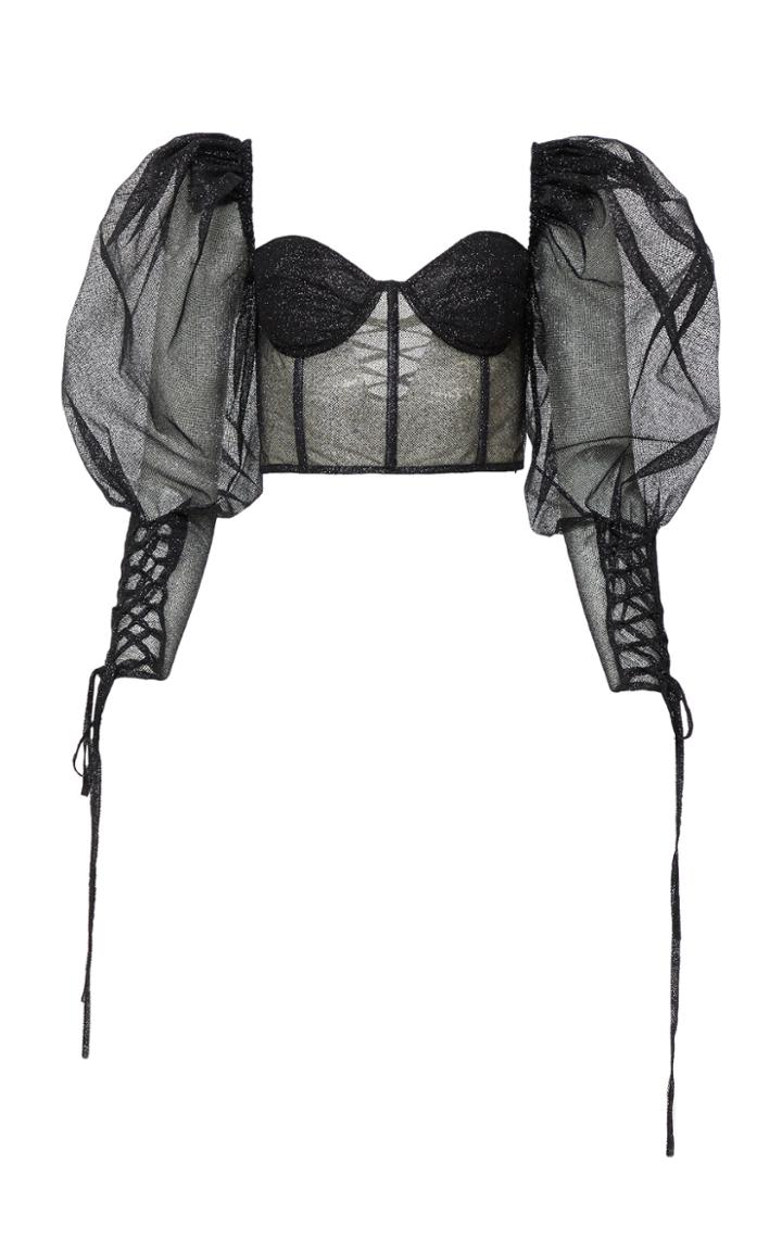 Moda Operandi Mach & Mach Puff Sleeve Metallic Top Size: M
