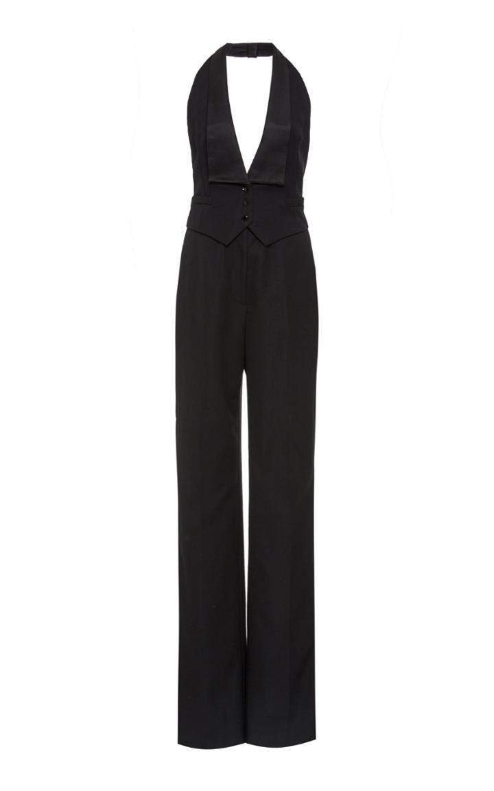Ralph Lauren Clyde Satin-trimmed Wool-crepe Jumpsuit