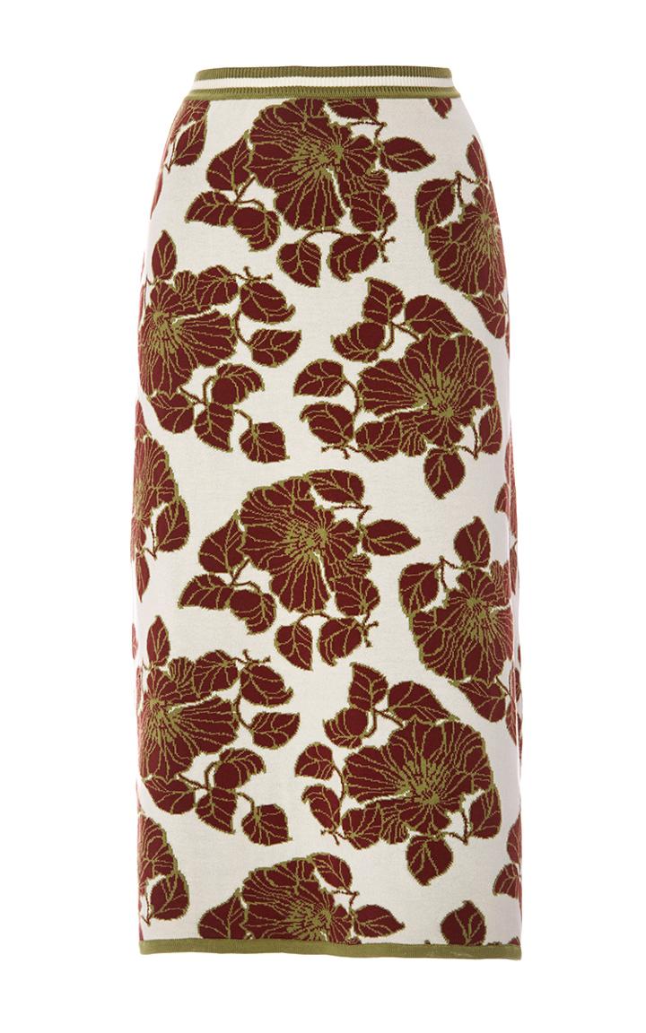 Tak.ori White Printed A-line Skirt