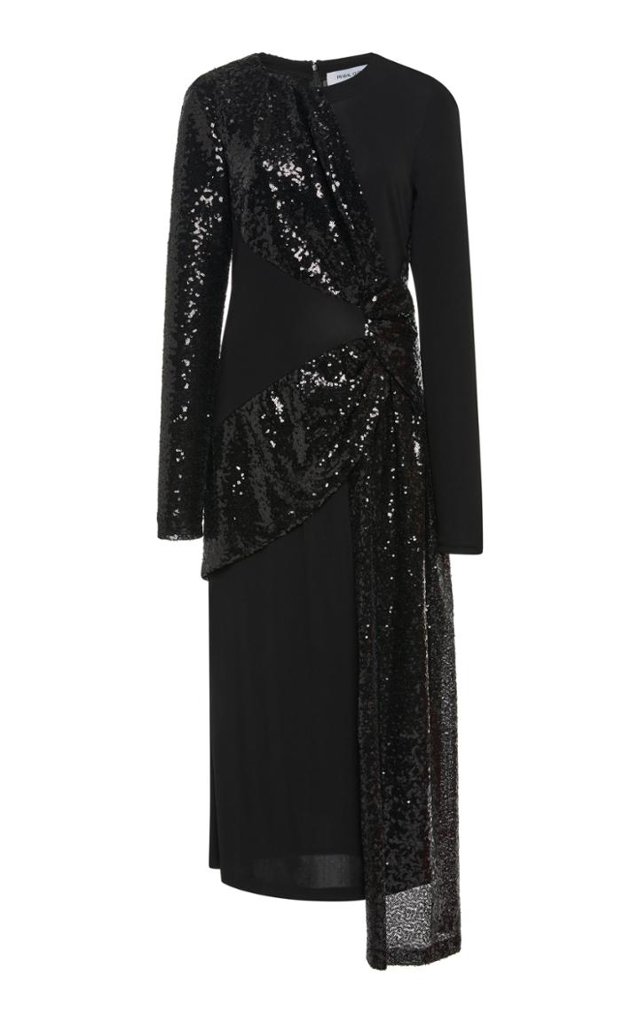 Prabal Gurung Draped Sequin Silk Midi Dress