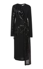 Prabal Gurung Draped Sequin Silk Midi Dress