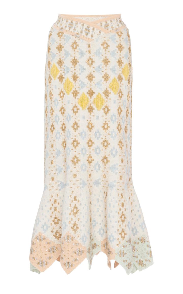 Peter Pilotto Metallic Jacquard-knit Cotton And Wool-blend Midi Skirt