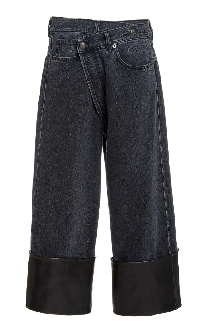 Moda Operandi R13 Crossover Leather-cuff Wide-leg Jeans