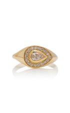 Zoe Chicco 14k Bezel Set Pear Diamond And Pave Signet Ring