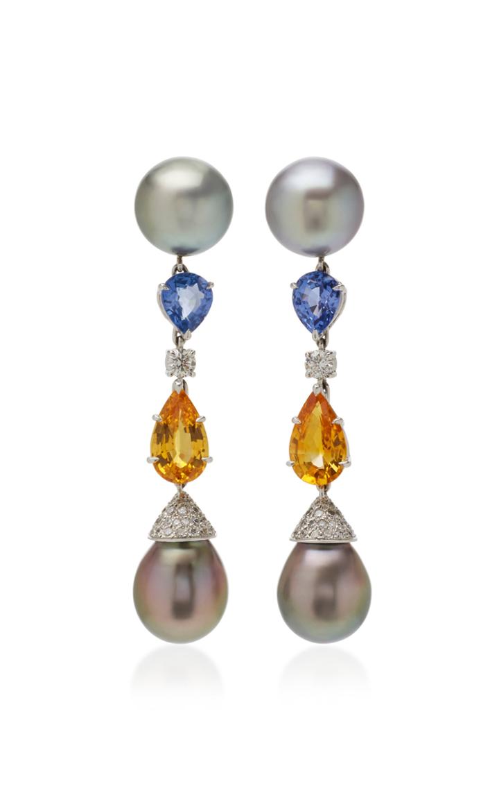 Sabbadini 18k White Gold And Multi-stone Earrings