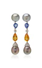Sabbadini 18k White Gold And Multi-stone Earrings