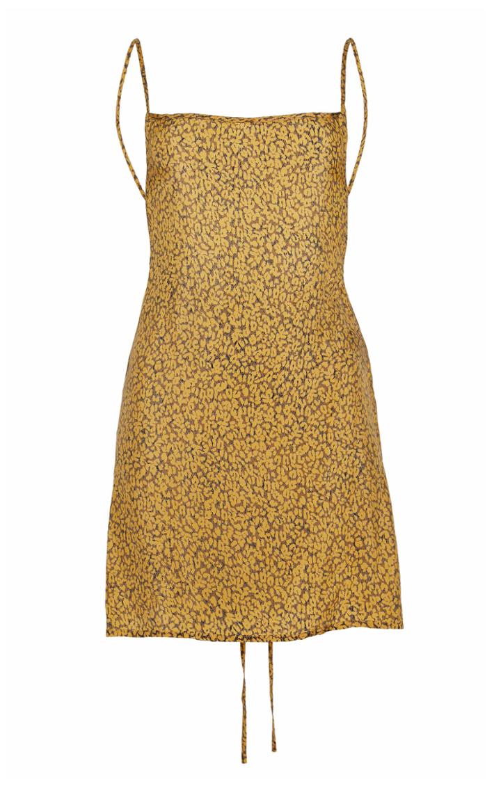 Anemone Back-tied Leopard Cupro Mini Dress