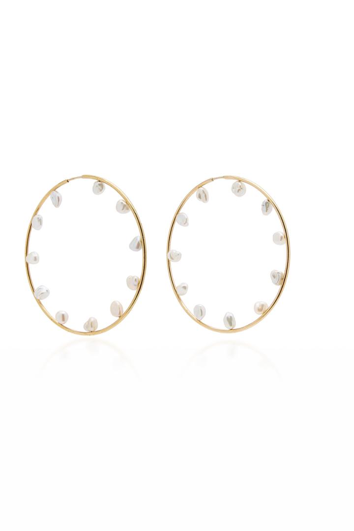 Maria Black Gold-plated Baroque Pearl 70 Hoop Earrings