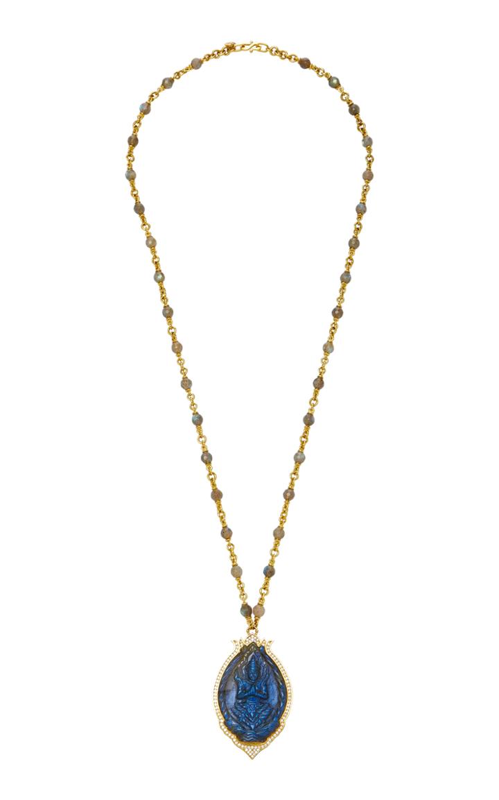 Sara Weinstock One Of A Kind Carved Labradorite Buddha Necklace