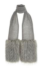 Izaak Azanei Grey Faux Fur Trim Scarf